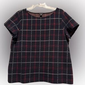 Ann Taylor Plaid Short Sleeve Women's Top XL